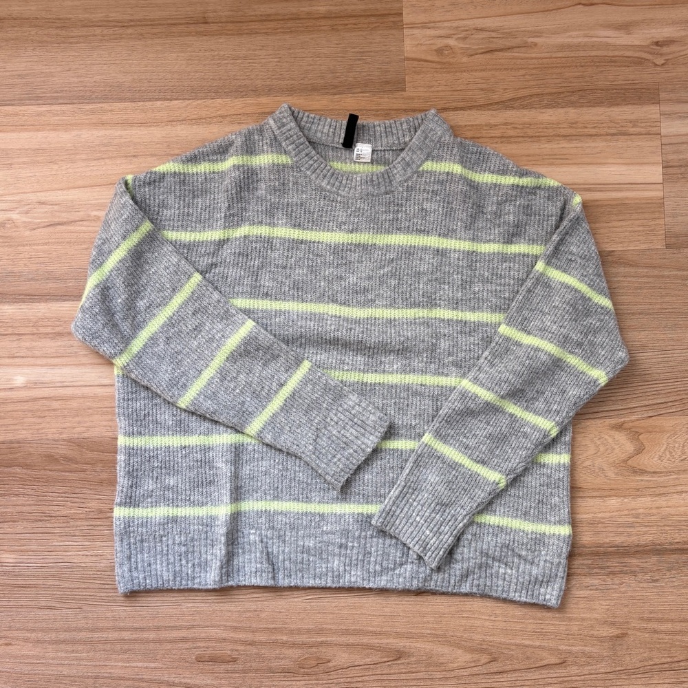 Grey and yellow striped sweater